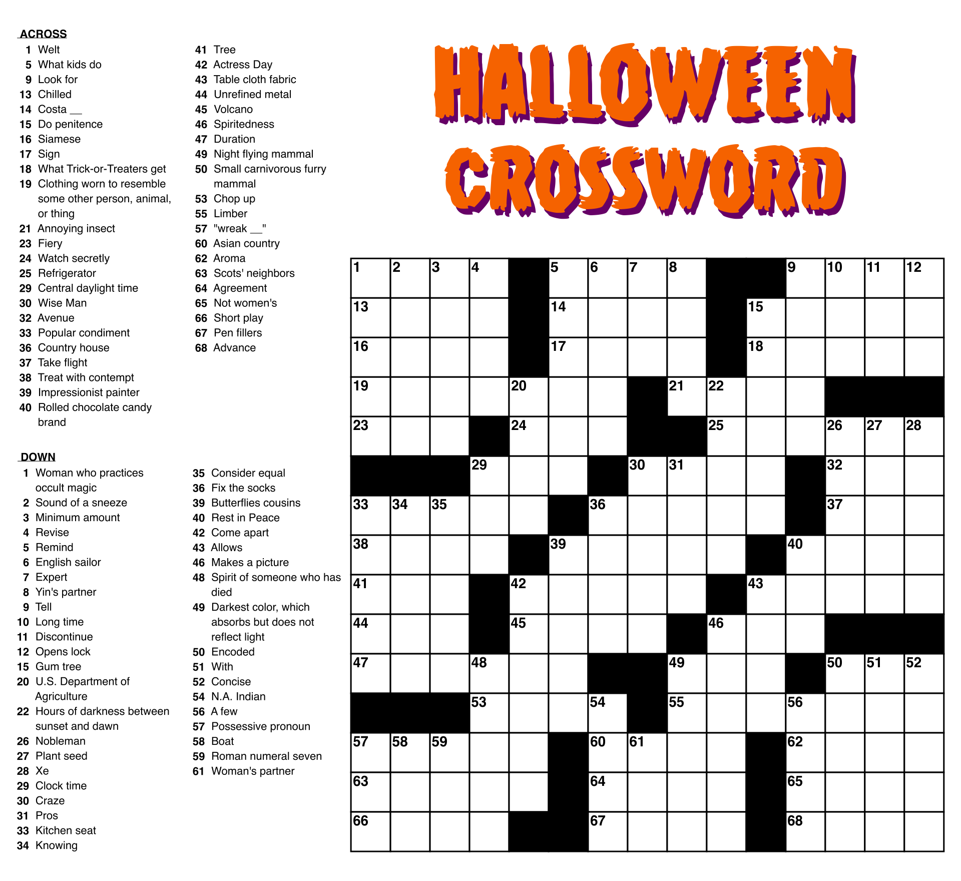 10 Best Large Print Easy Crossword Puzzles Printable Printablee