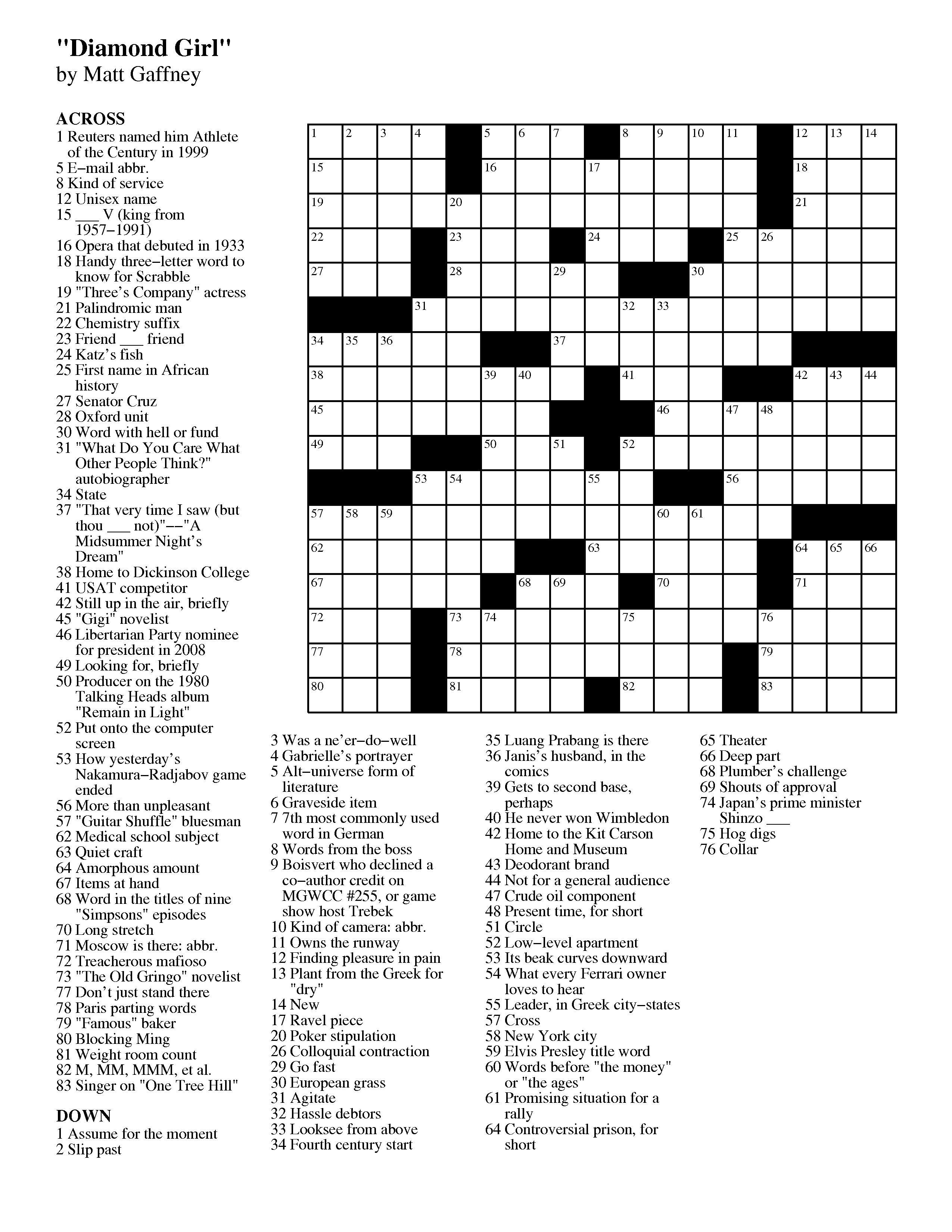 Crossword Puzzles Printable Crossword Puzzles Crossword Puzzle 