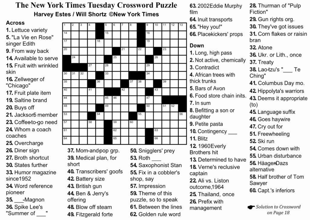 Easy Celebrity Crossword Puzzles Printable Free Daily Printable ...