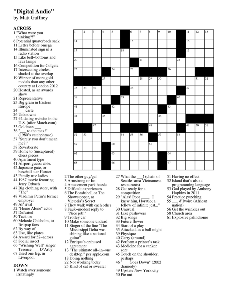 Printable Daily Crossword Puzzles