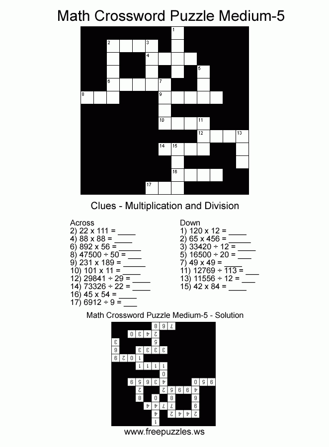 Free Printable Crossword Puzzles Medium Difficulty With Answers Free 