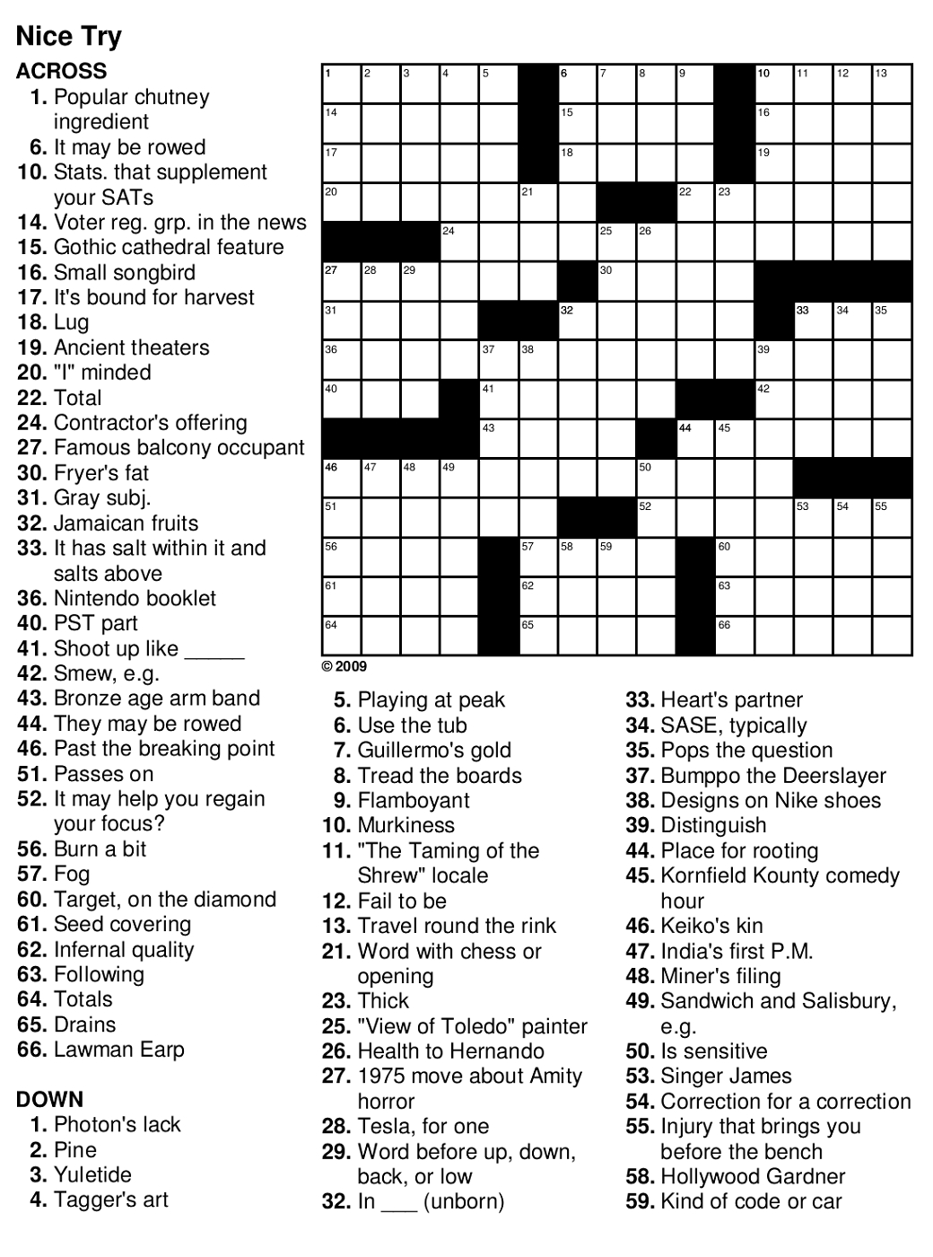 Free Printable Crosswords Easy