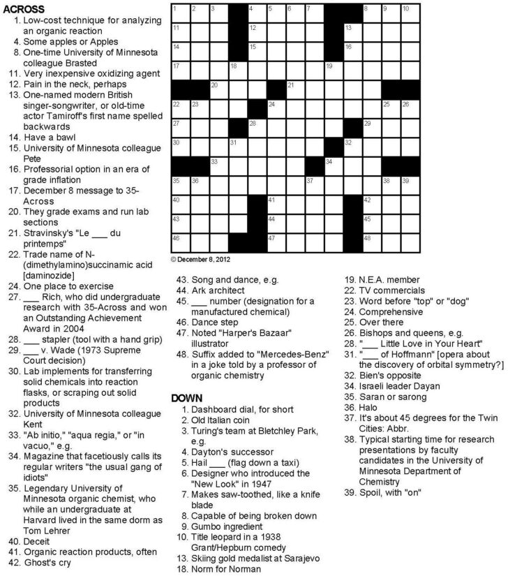 Easy Crossword Puzzles With Answers Printable