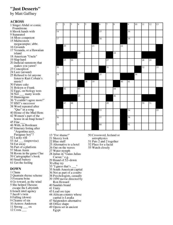Online Crosswords Net Puzzles Printable Daily