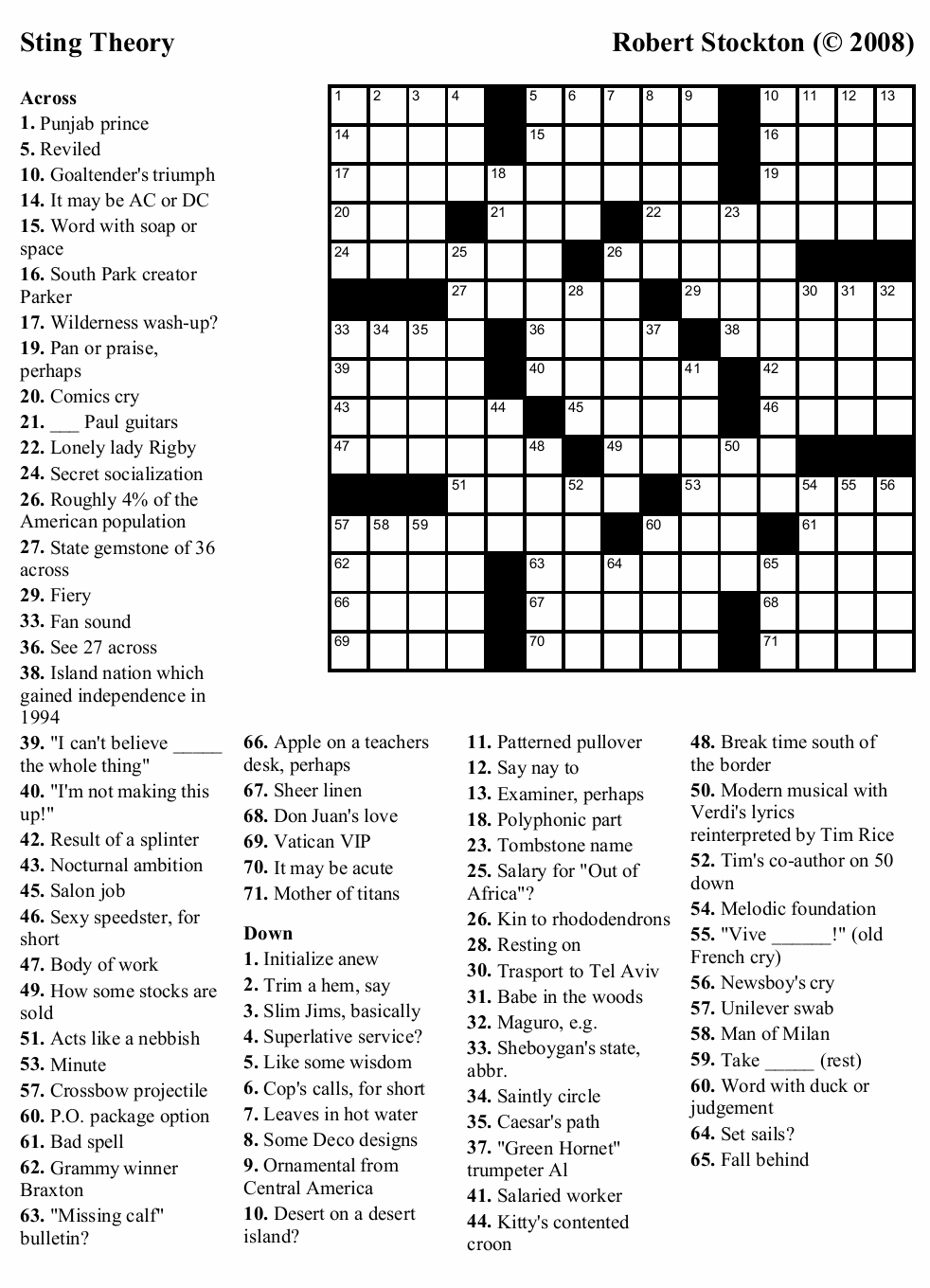 Printable Expert Crossword Puzzles Printable Crossword Puzzles