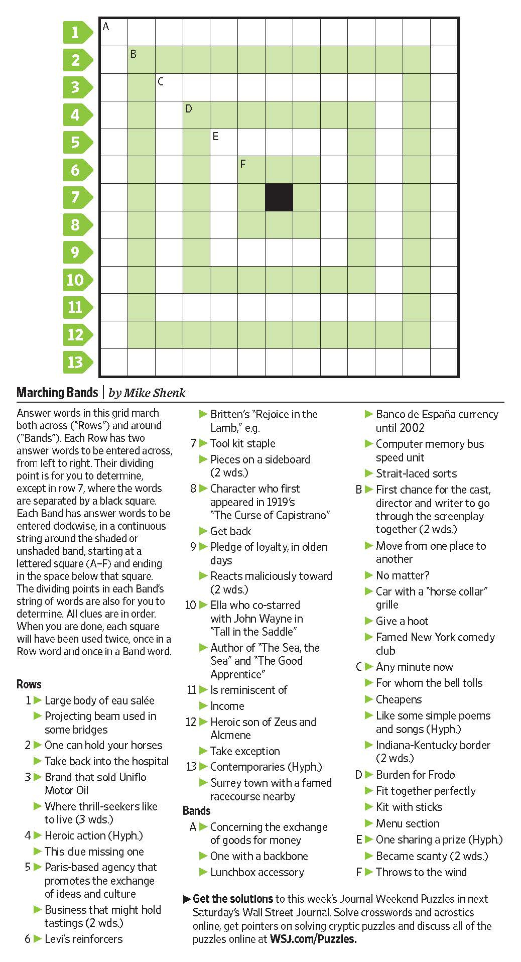 Printable Wall Street Journal Crossword Puzzle Printable Crossword 