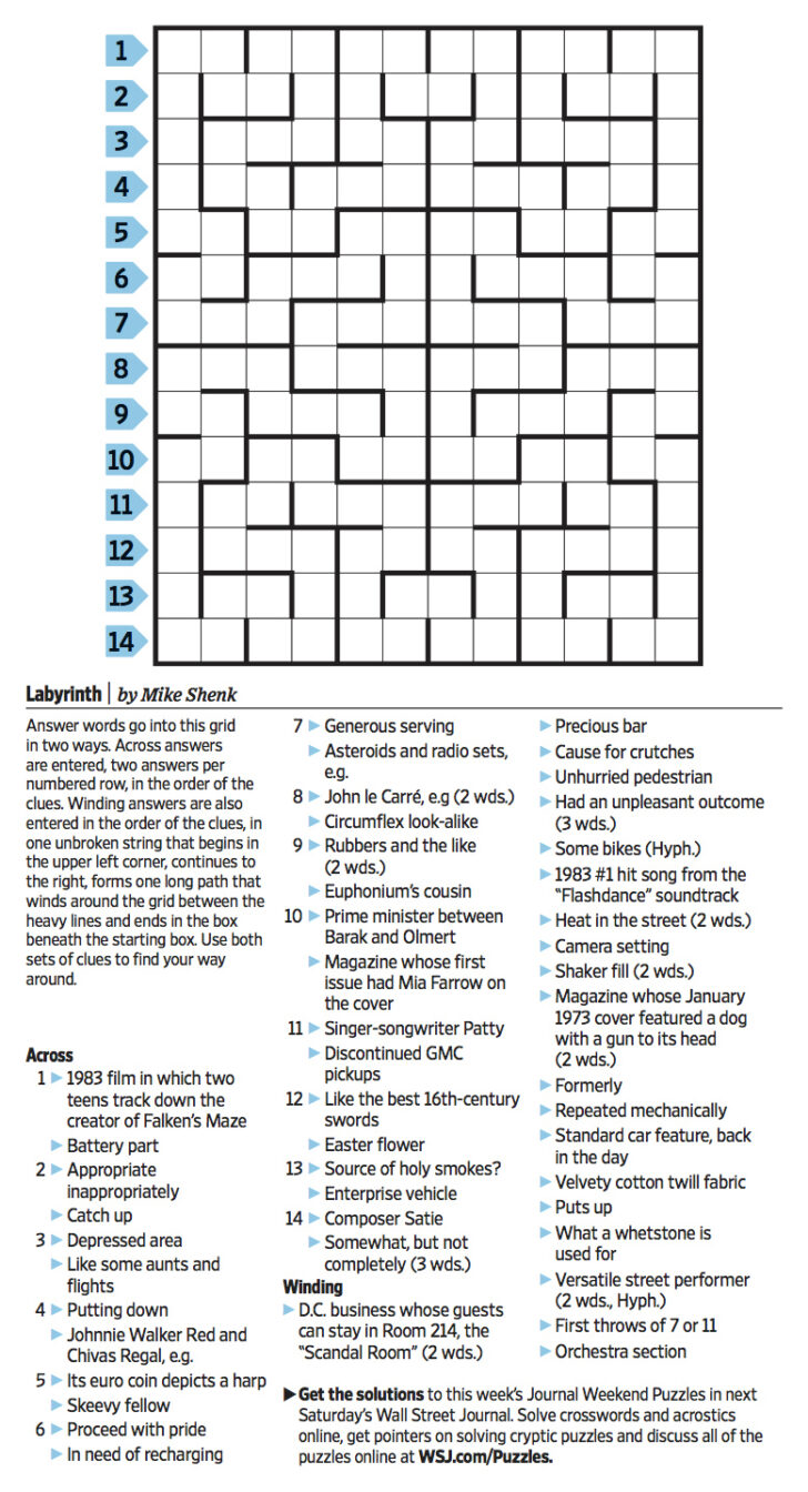 Wsj Crosswords Puzzles Printable