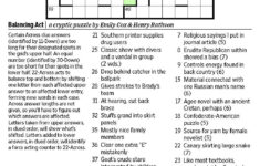 Wall Street Journal Crossword Puzzle Printable Printable Crossword