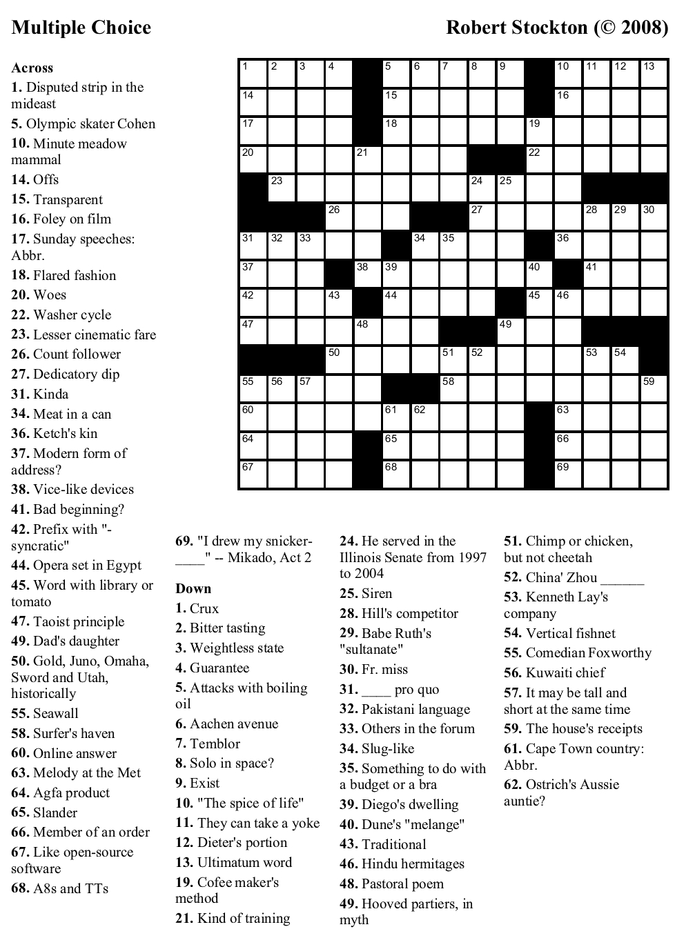 Washington Post Crossword Printable Version Printable Crossword Puzzles
