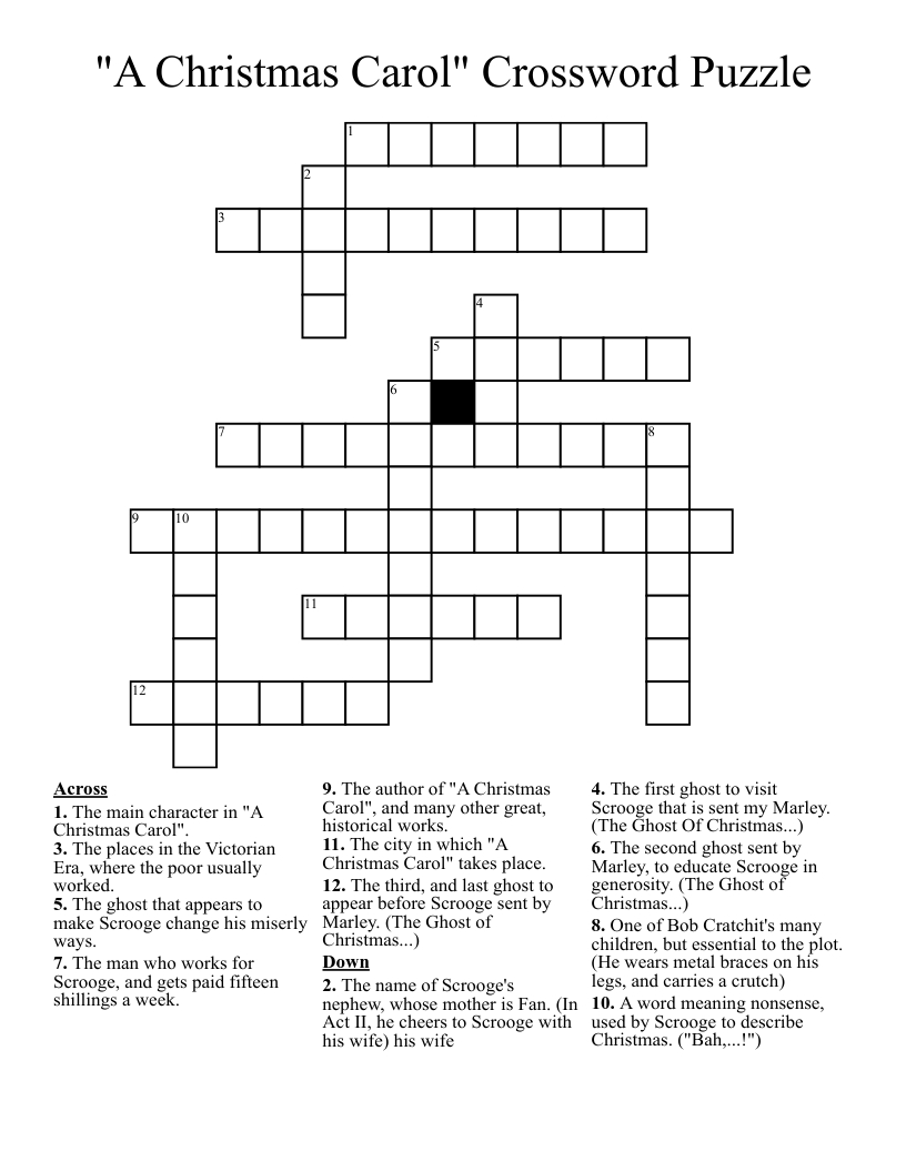 A Christmas Carol&amp;quot; Crossword Puzzle - Wordmint with regard to Christmas Carol Crossword Puzzles Easy