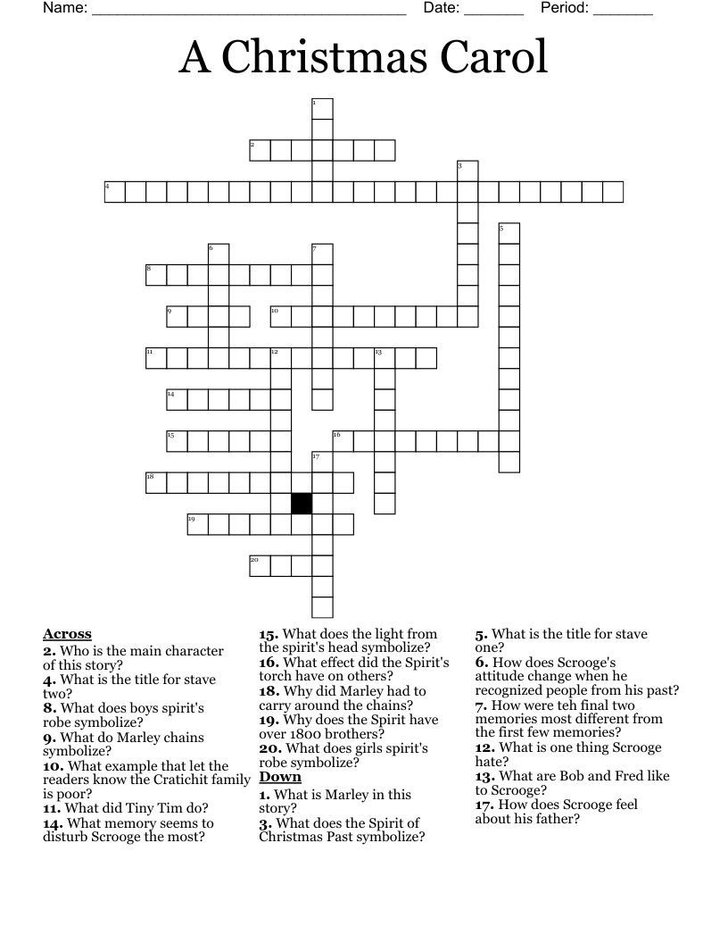 A Christmas Carol Crossword - Wordmint within Christmas Carol Father Crossword Puzzles Answers