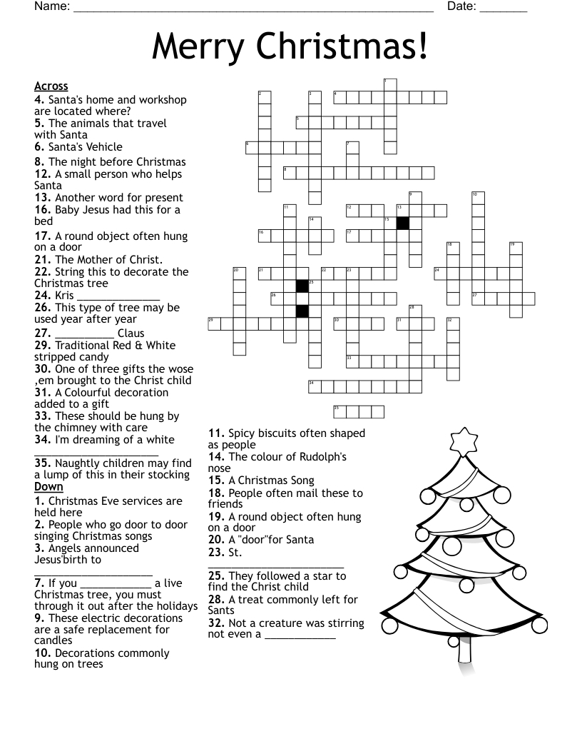 A Christmas Crossword - Wordmint within Big Christmas Crossword Puzzles