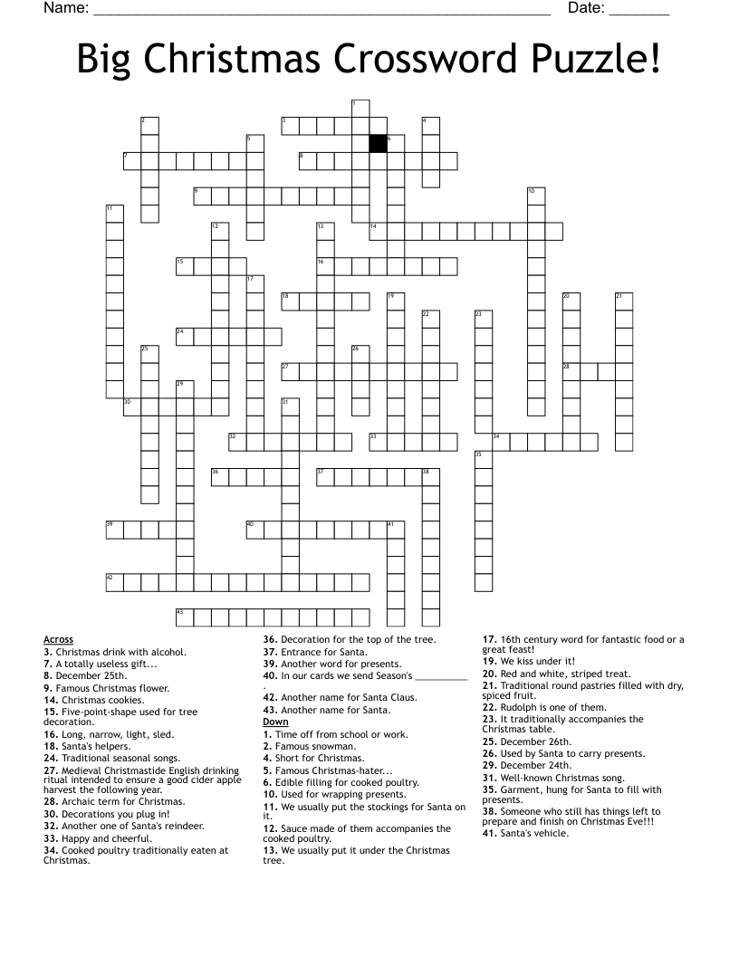 Big Christmas Crossword Puzzle! - Wordmint intended for Big Christmas Crossword Puzzles