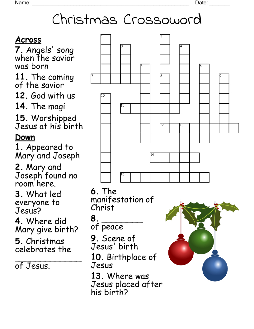 Catholic Crossword - Wordmint within Catholic Christmas Crossword Puzzles