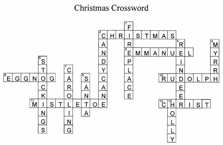 Answers For Christmas Crossword Puzzles