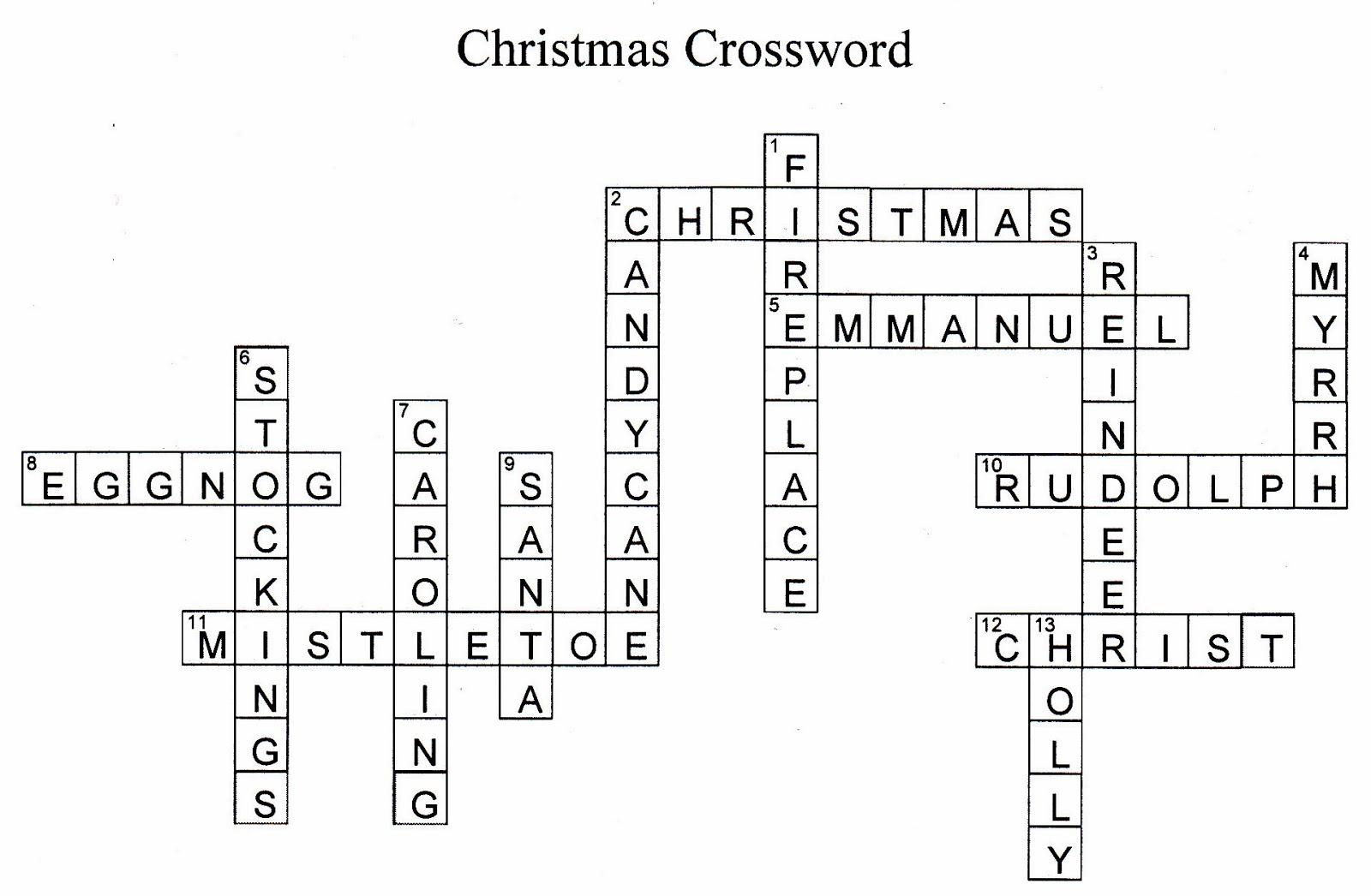 Charger Christmas Crossword Puzzle Answers throughout Answers For Christmas Crossword Puzzles