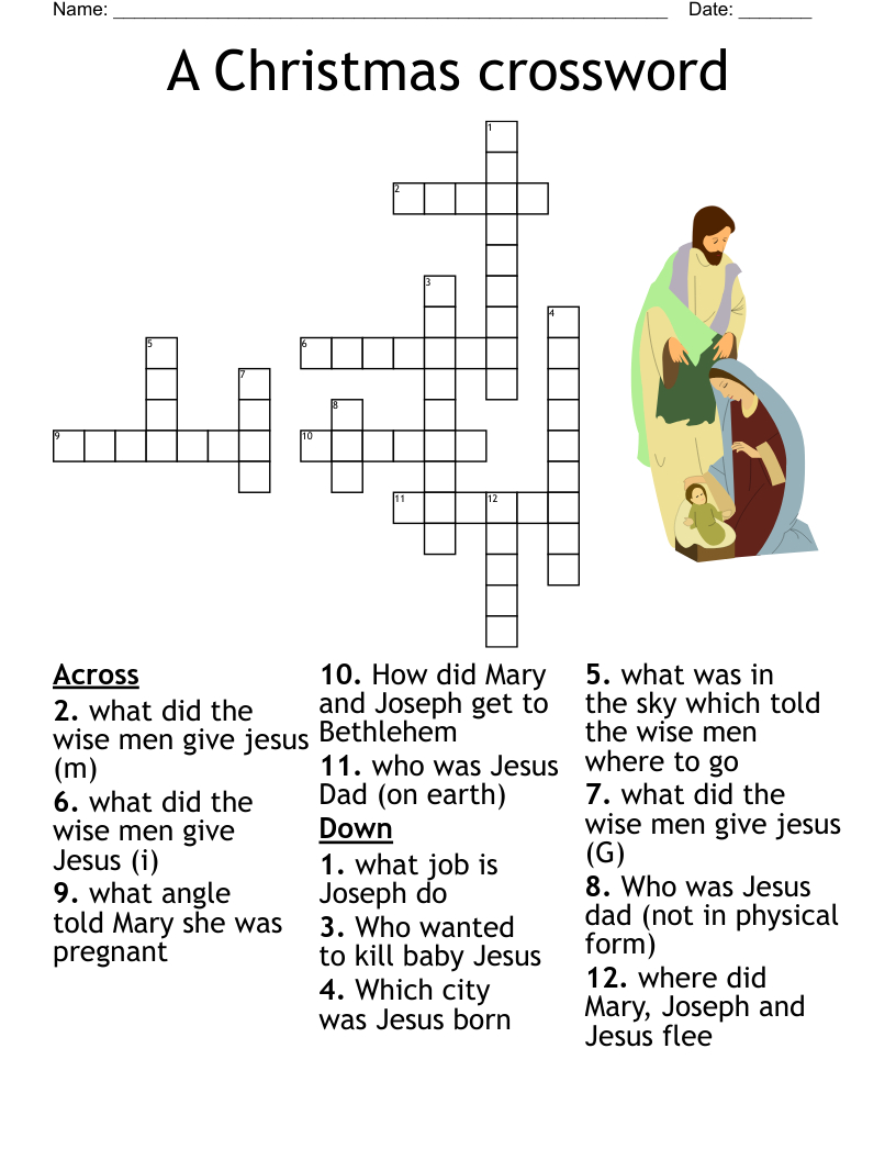 Christmas Bible Trivia Crossword - Wordmint regarding Biblical Christmas Crossword Puzzles