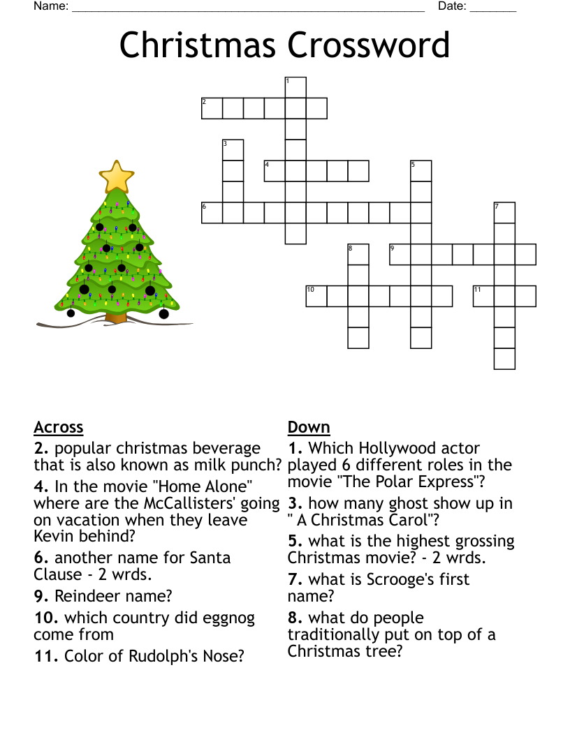 Christmas Carol Crossword - Wordmint intended for Christmas Carol Crossword Puzzles Answers Inside Out