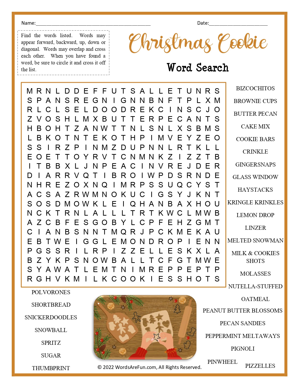 Christmas Cookie Word Search with regard to Baking Christmas Cookies Crossword Puzzles