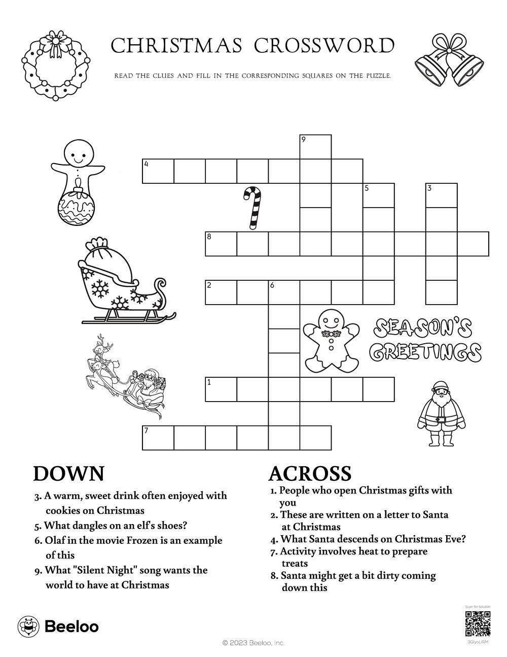 Christmas Crossword • Beeloo Printable Crafts And Activities For Kids pertaining to 2Nd Grade Christmas Crossword Puzzles