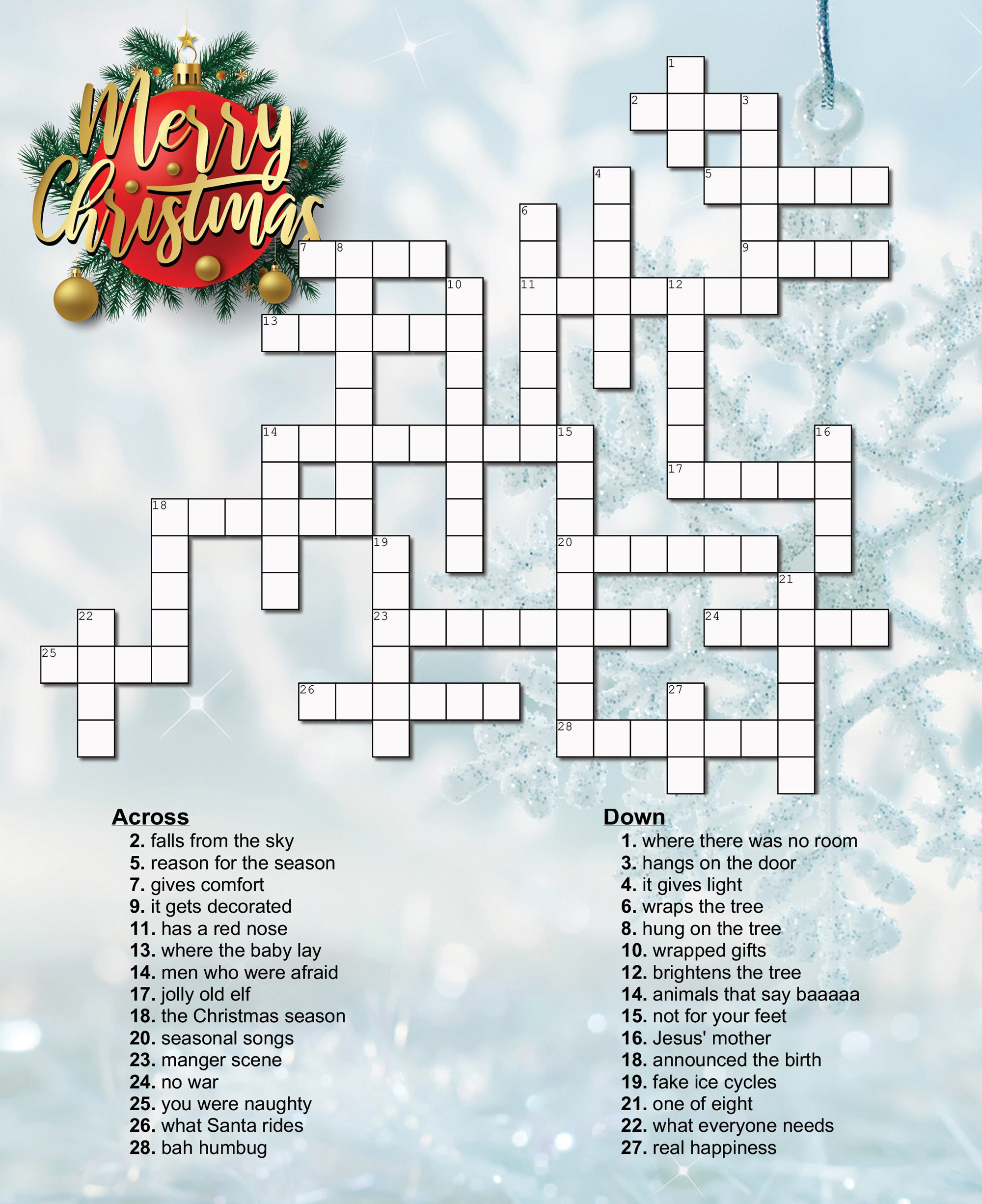 Christmas Crossword Puzzle - Etsy intended for 4Th Grade Christmas Crossword Puzzles