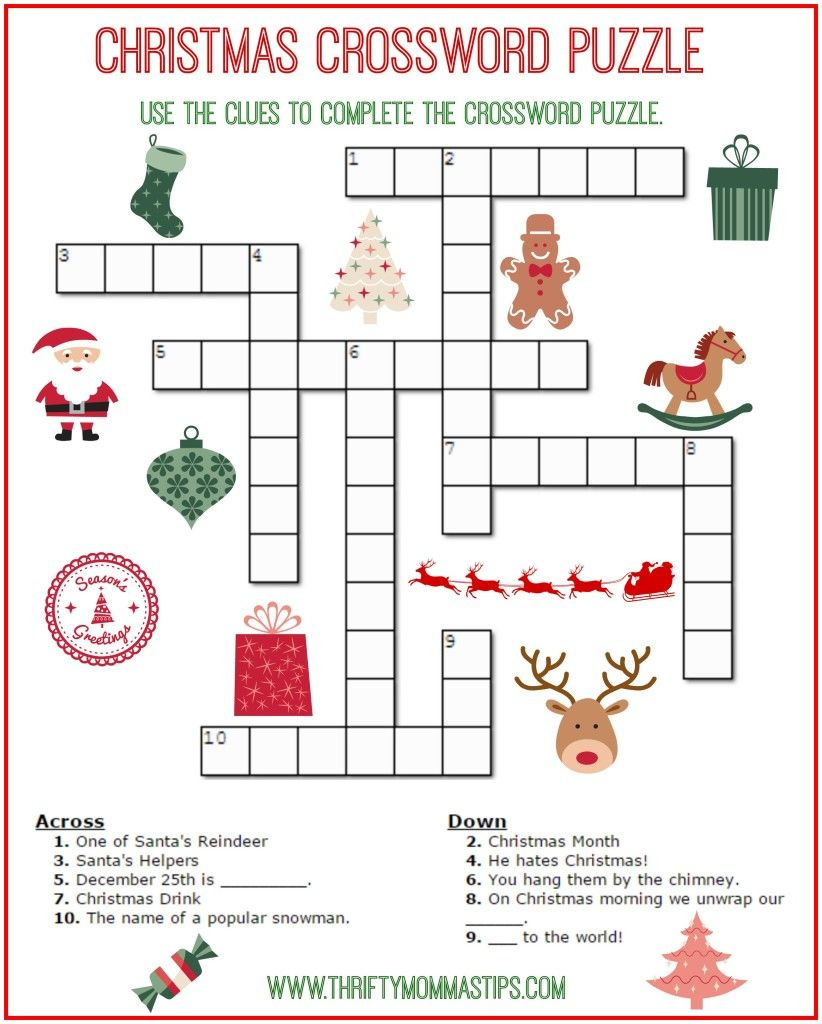 Christmas Crossword Puzzle Printable - Thrifty Momma&amp;#039;S Tips with regard to 1St Grade Christmas Crossword Puzzles