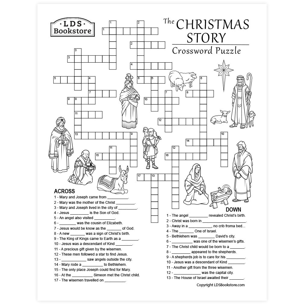 Christmas Story Crossword Puzzle - Printable for Biblical Christmas Crossword Puzzles