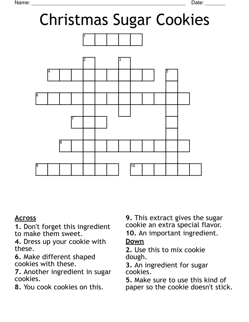 Christmas Sugar Cookies Crossword - Wordmint pertaining to Baking Christmas Cookies Crossword Puzzles