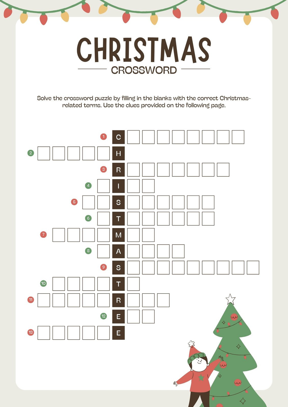 Free And Customizable Crossword Puzzle Templates pertaining to Brown Christmas Crossword Puzzles