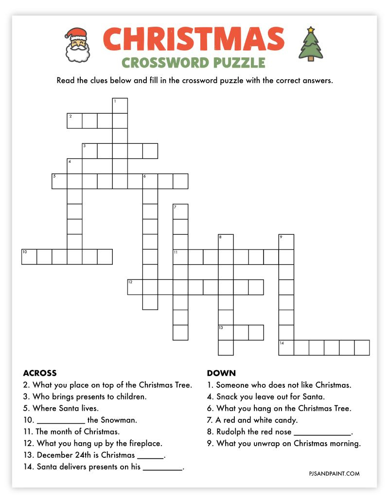 Free Printable Christmas Crossword Puzzle within Children&amp;#039;S Crossword Puzzles Christmas