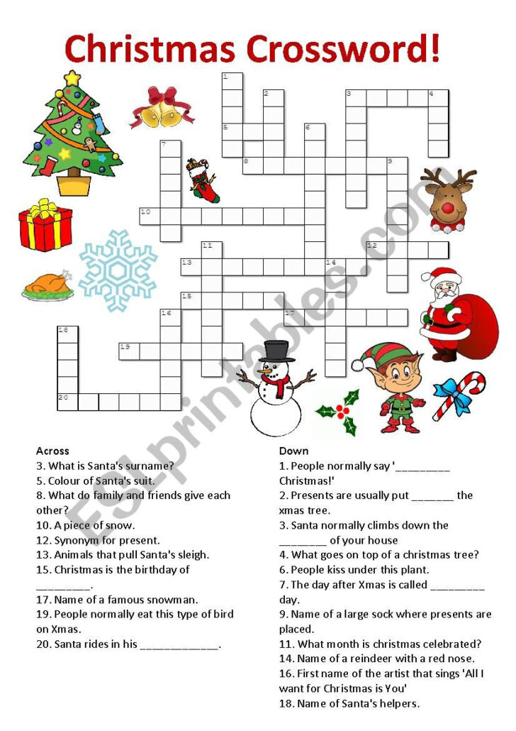 Christmas Carol Crossword Puzzles Prestwik House