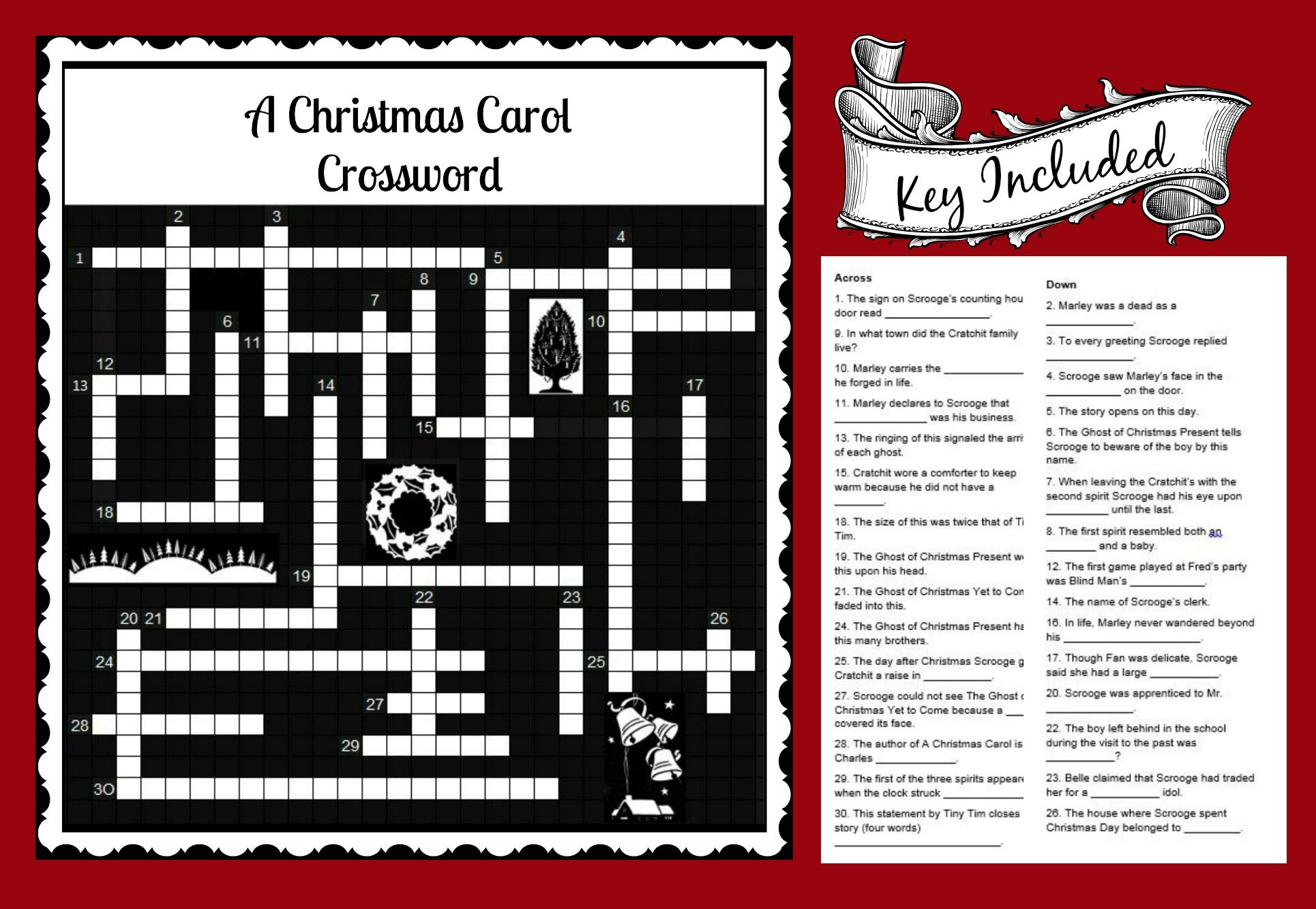 My Little Store for Christmas Carol Literary Crossword Puzzles Answer Key