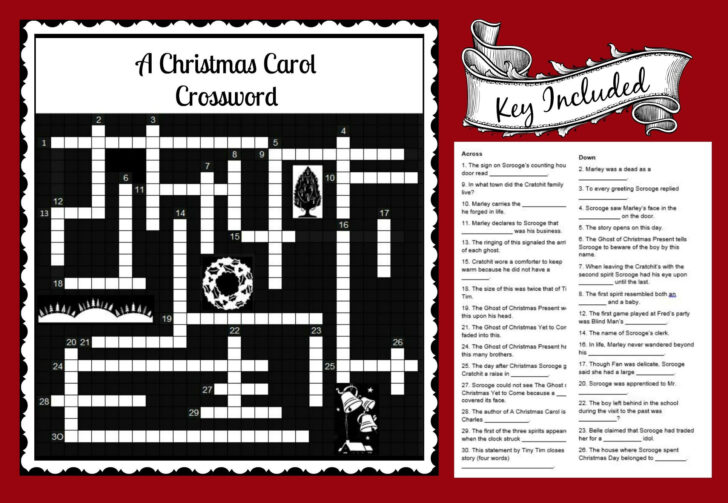 Christmas Carol Scrooge and Marley Crossword Puzzles