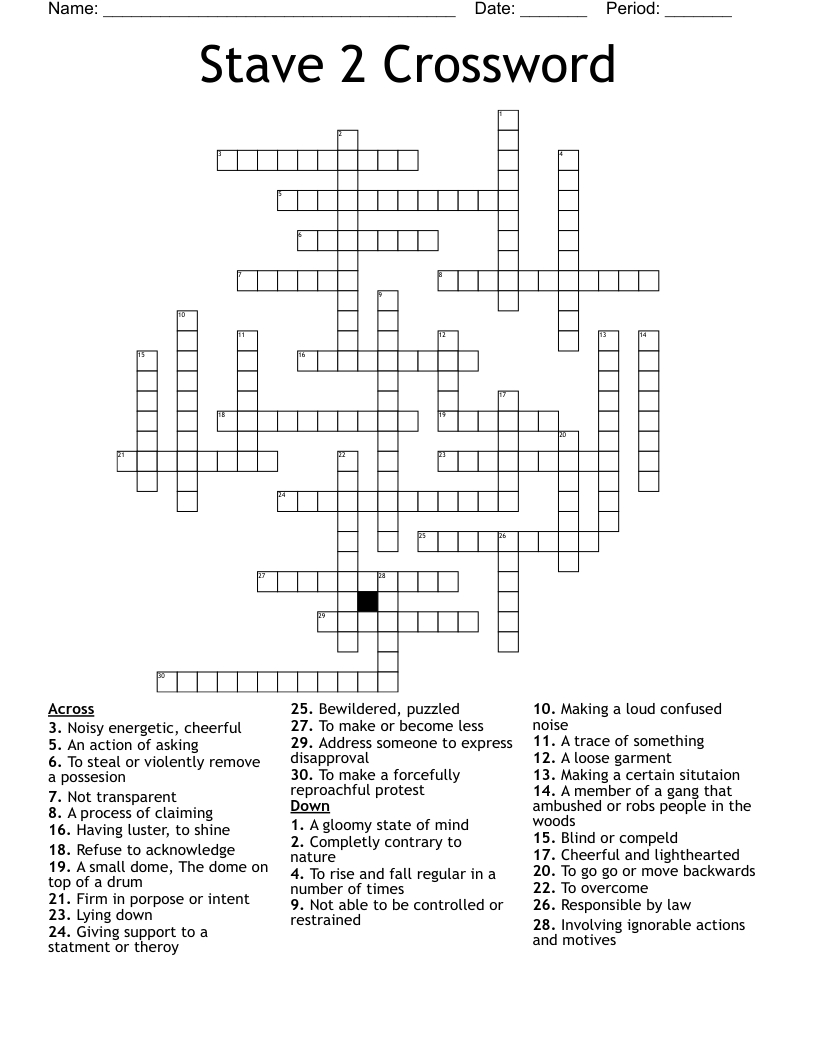 Stave 2 Crossword - Wordmint in Christmas Carol Stave 2 Crossword Puzzles