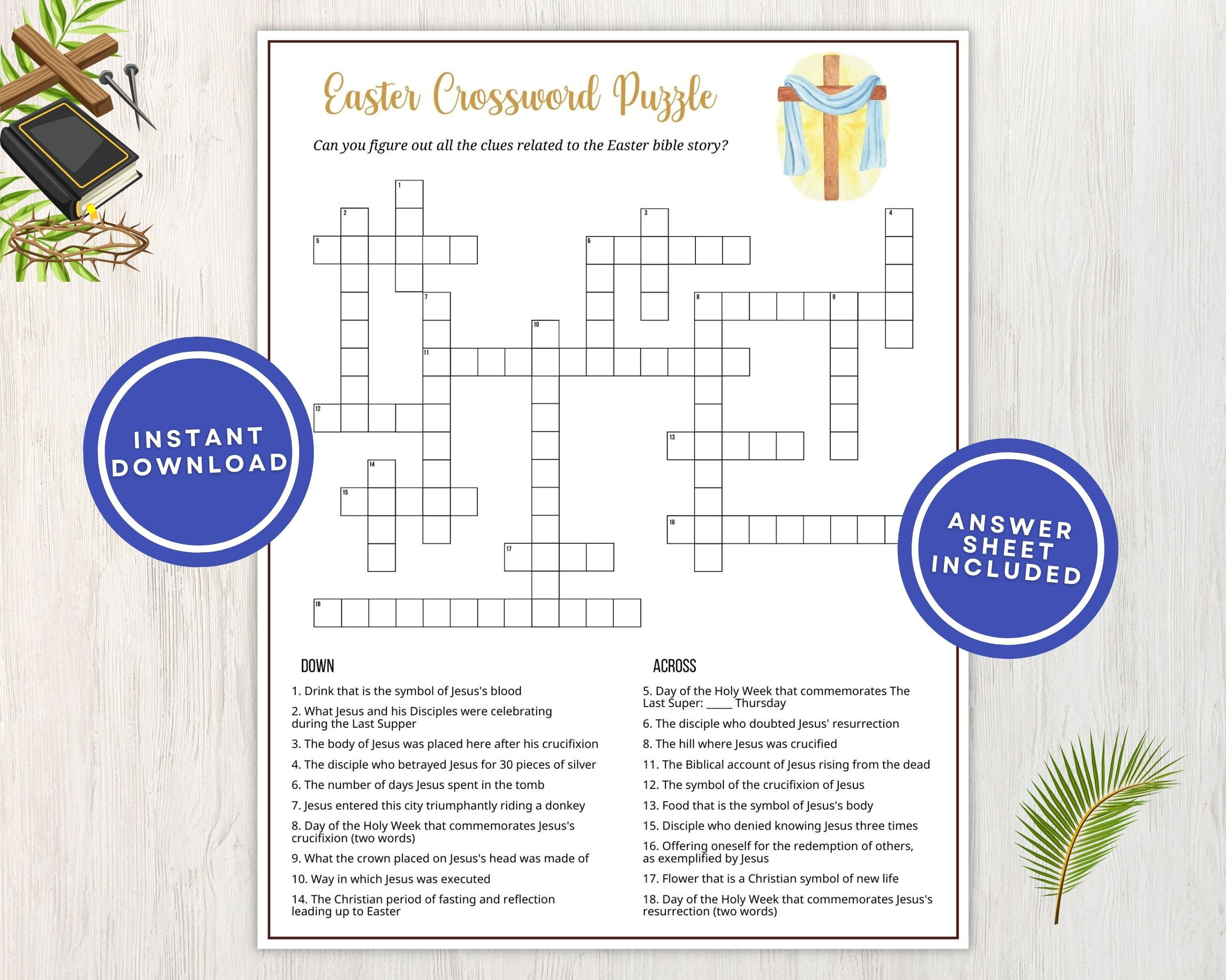 Christian Easter Crossword Puzzle For Adults And Kids, Fun throughout Easter Bible Crossword Puzzles