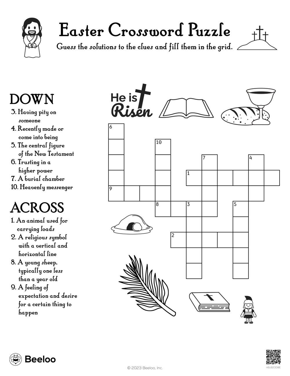 Easter Crossword Puzzle • Beeloo Printable Crafts And Activities inside Christian Easter Crossword Puzzles