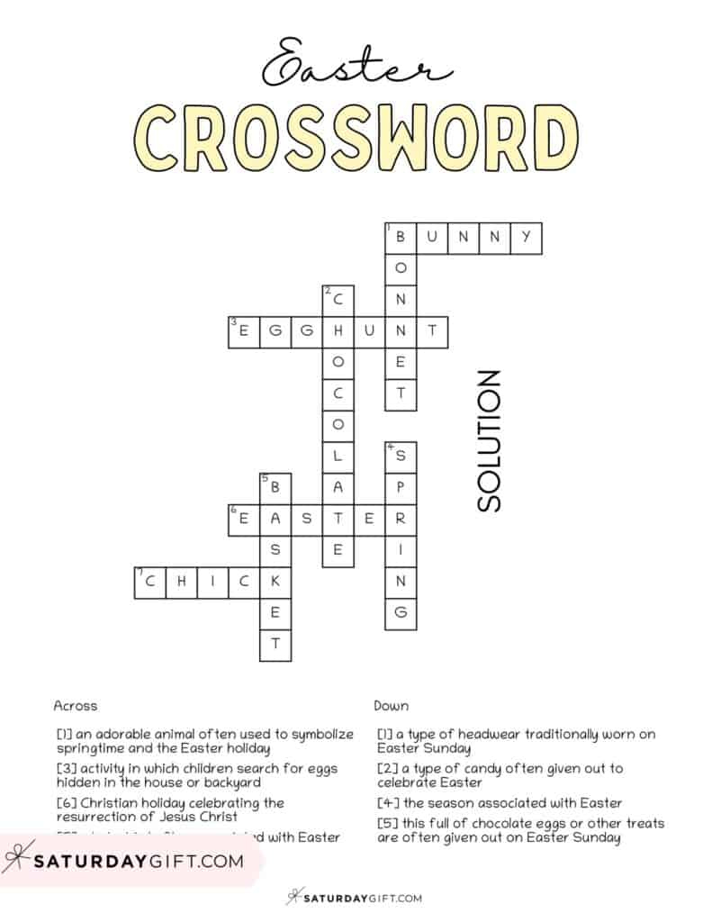Easter Crossword Puzzle - Cute &amp;amp; Free Printable | Saturdaygift intended for Easter Egg Hunt Crossword Puzzles