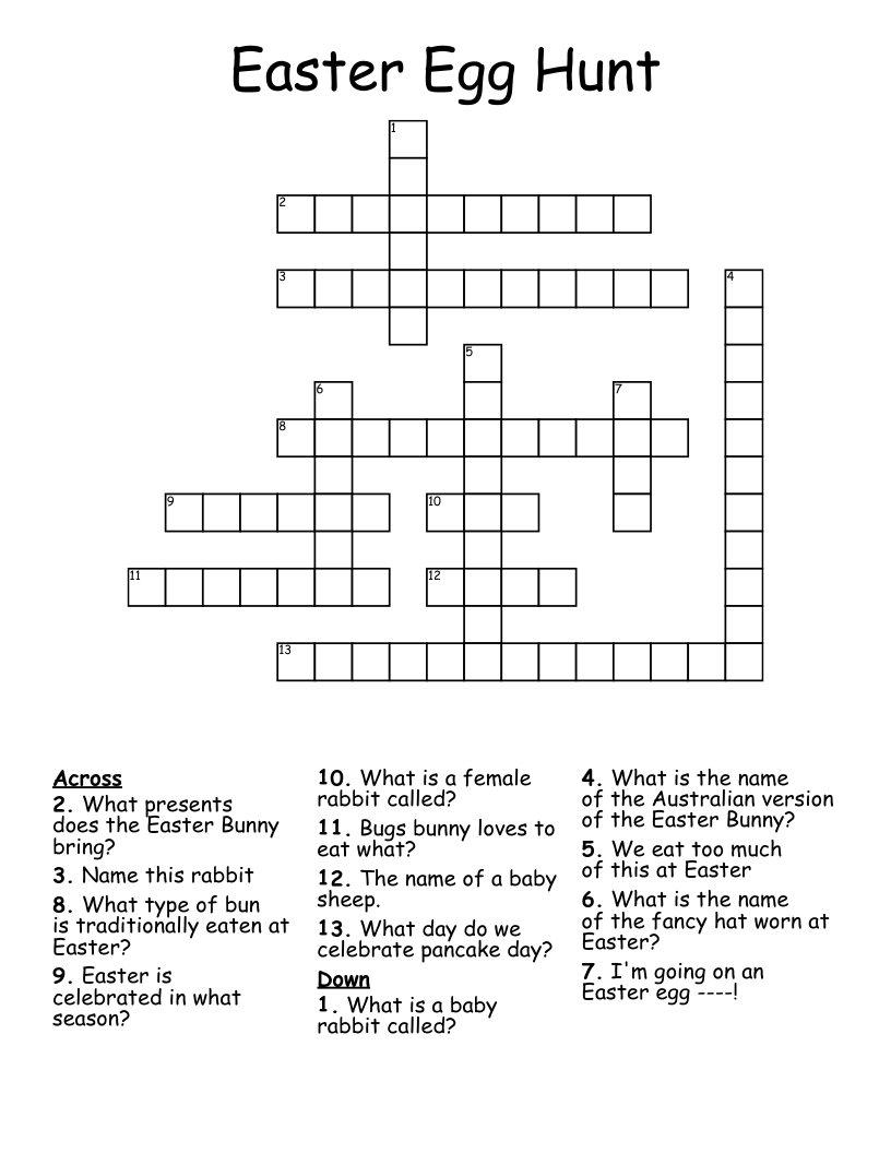 Easter Egg Hunt Crossword - Wordmint with regard to Like Easter Eggs Crossword Puzzles
