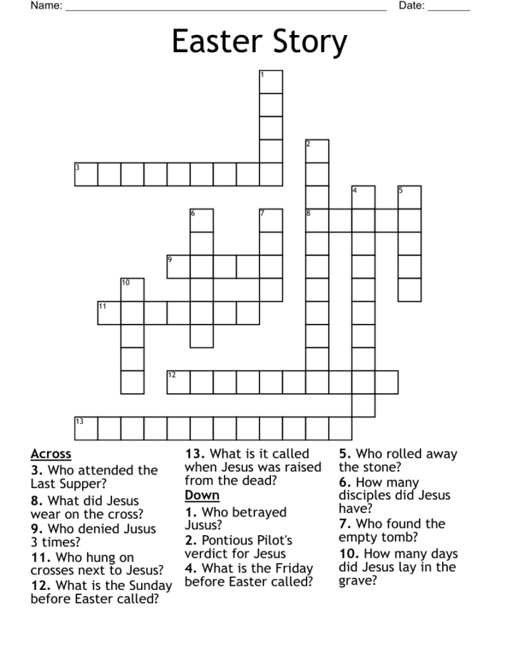 Religious Easter Crossword Puzzles Free