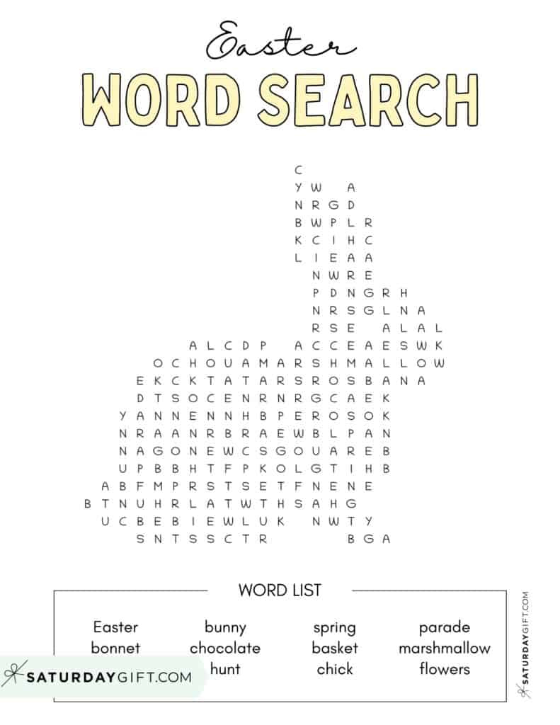 Easter Word Search - Cute &amp;amp; Free Printables | Saturdaygift in Free Easter Printable Word Search Crossword Puzzles
