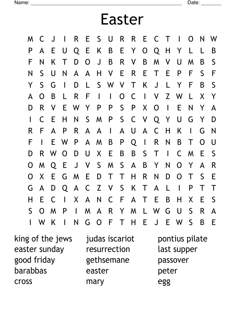 Easter Word Search - Wordmint pertaining to Easter Crossword Puzzles F
