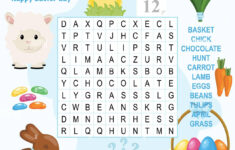 Easy Word Search Crossword Puzzle 'Happy Easter Day', For Children in Children&amp;#039;s Easter Crossword Puzzles