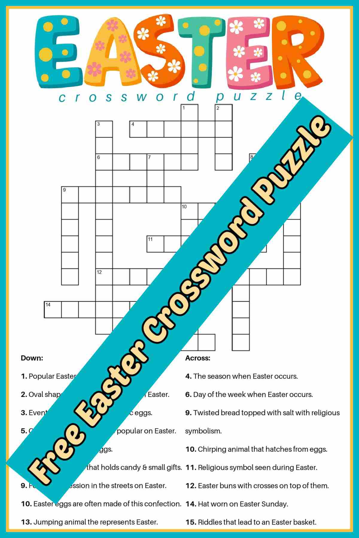 Free Easter Crossword Puzzle Printable - 2 Versions &amp;amp; Answer Key intended for Easter Lead In Crossword Puzzles Clue