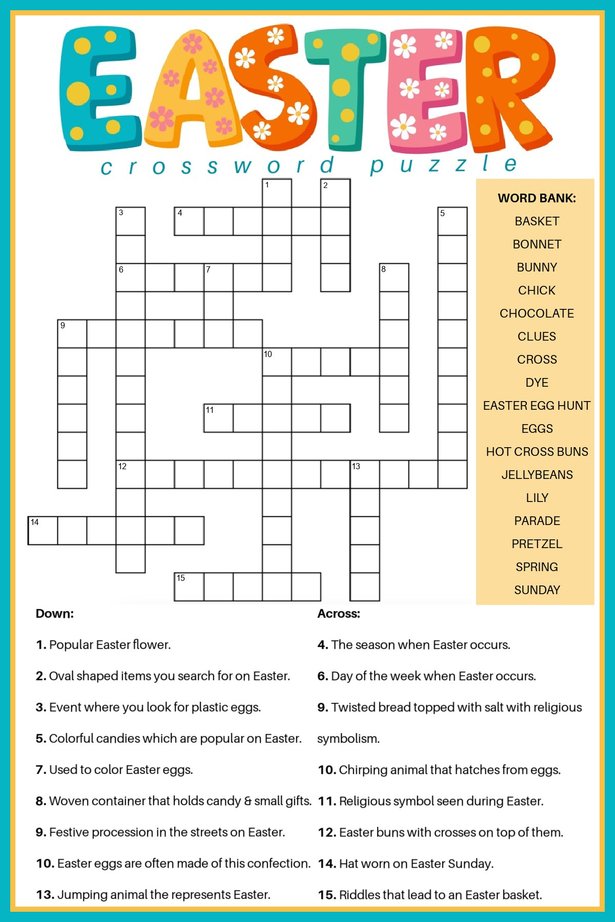 Free Easter Crossword Puzzle Printable - 2 Versions &amp;amp; Answer Key with Easter Crossword Puzzles