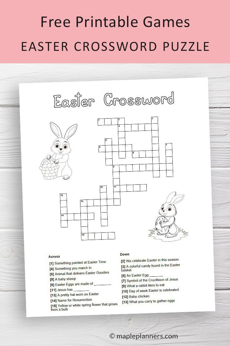 Free Printable Easter Crossword Puzzle | Fun Easter Activities For throughout Easter Crossword Puzzles Easy