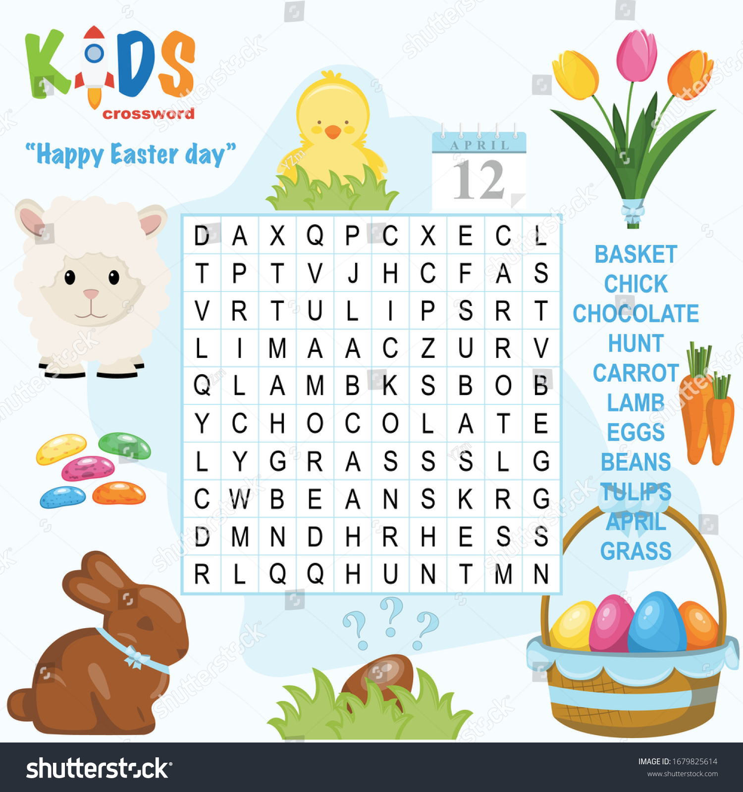 Preschooler Word Hunt Photos, Images &amp;amp; Pictures | Shutterstock in Easter Crossword Puzzles Gif