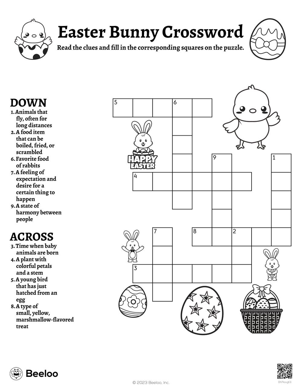 Springtime Easter-Themed Crossword Puzzles • Beeloo Printable throughout Easter Crossword Puzzles
