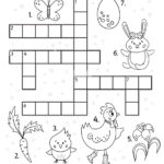 Vector Black And White Easter Crossword Puzzle For Kids. Simple For Easter Holiday Crossword Puzzles