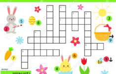 Vector Easter Crossword In English. Education Game For Children intended for Children&amp;#039;s Easter Crossword Puzzles