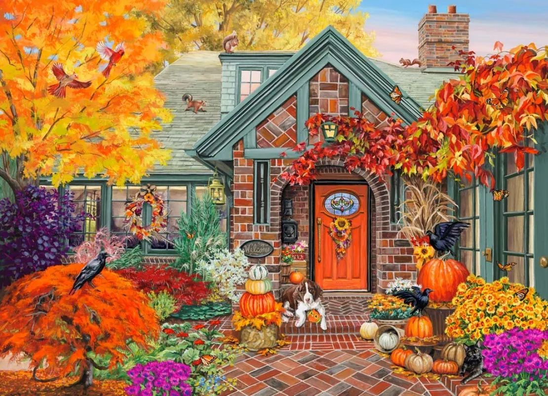 Autumn Welcome - 1000 Piece Jigsaw Puzzlevermont Christmas intended for Thanksgiving Jigsaw Puzzles For Adults